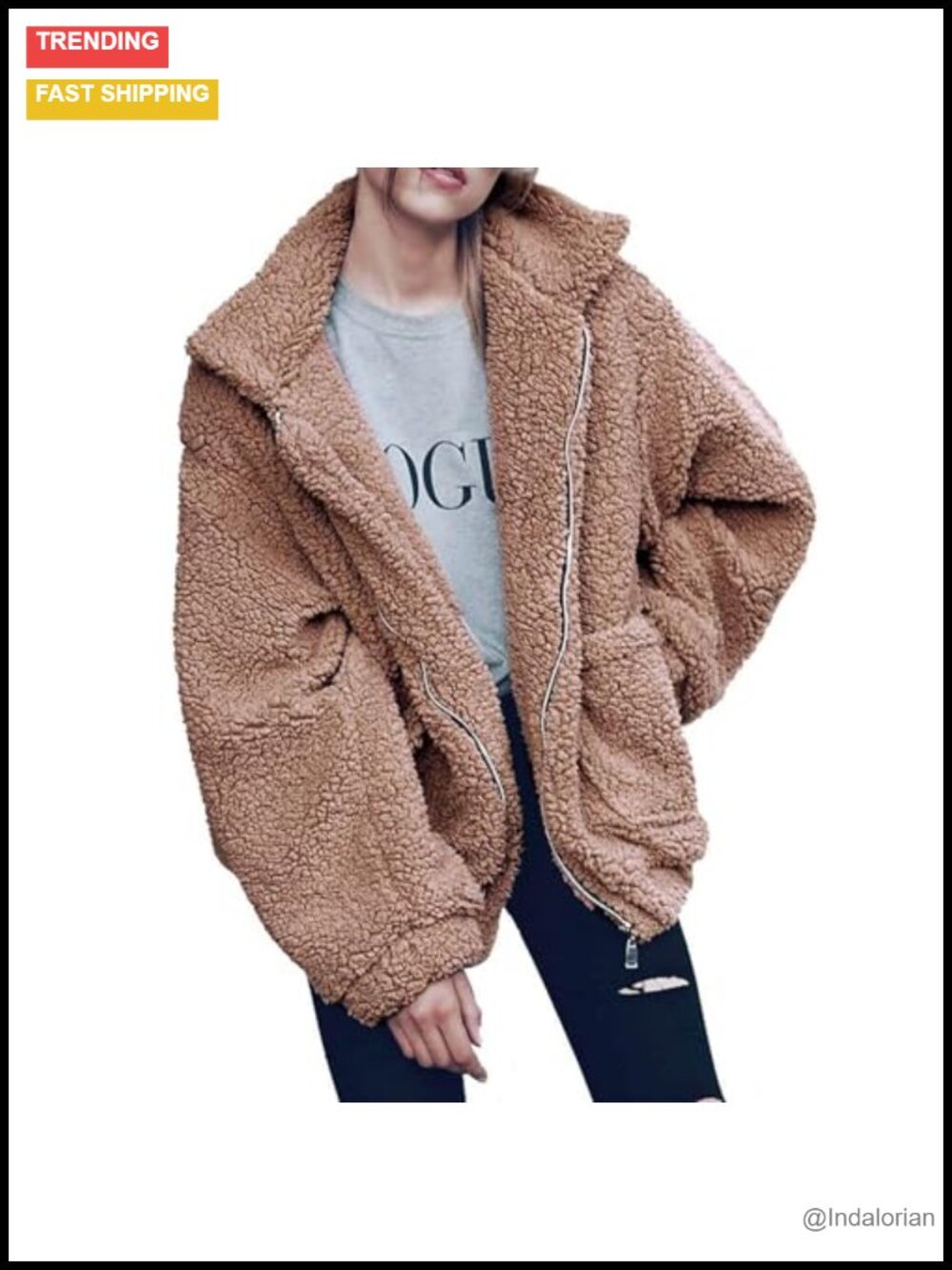 Oversized Sherpa Fleece Jacket Womens Winter Coat Faux Fur Outerwear